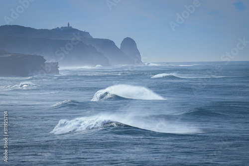 Big ocean wave braking in the coastline