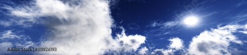 Panorama of a beautiful sky with clouds, 3D rendering.