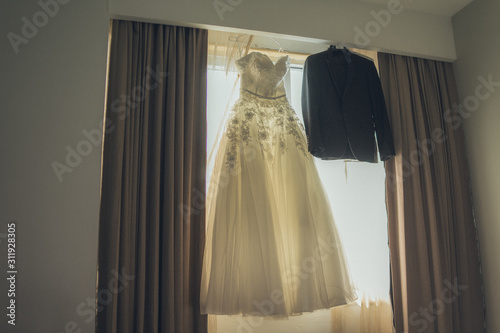 wedding dress in an interior