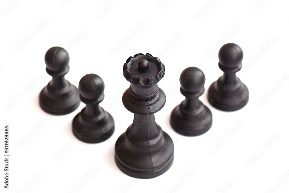 Chess business concept, leader & success ,isolated white background,selective focus Chess business concept, leader & success ,isolated white background,selective focus