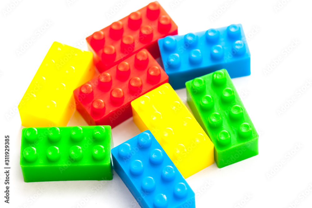 Colorful of plastic puzzle on isolated background Colorful of plastic puzzle on isolated background