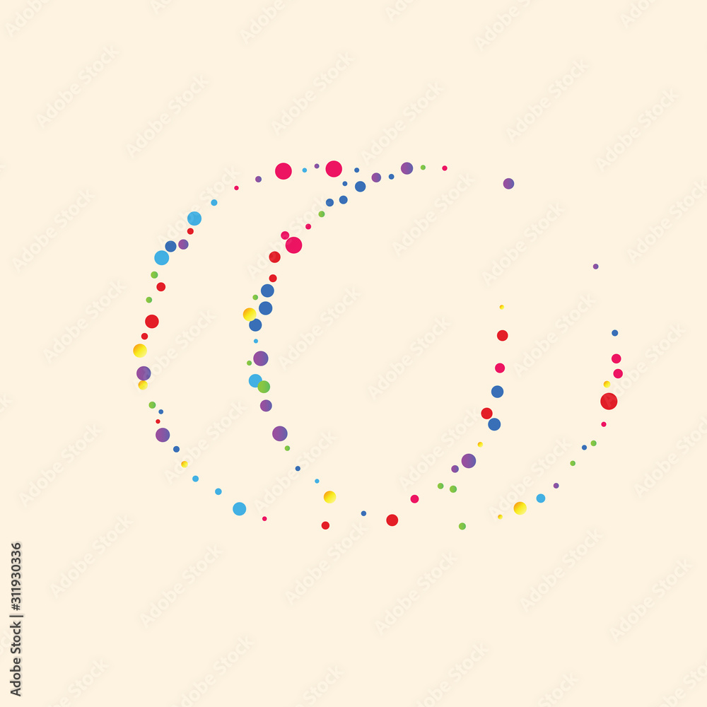 Festive background with multicolored confetti. Yellow, pink, blue circles but against a white background. Flying confetti.