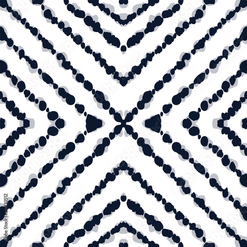 Indigo Tie Dye Vector Seamless Pattern.