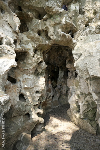 Suzhou,China-September 17, 2019: Taihu stones at Lion Forest Garden in Suzhou, China photo