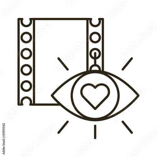 happy valentines day eye human with heart and tape film