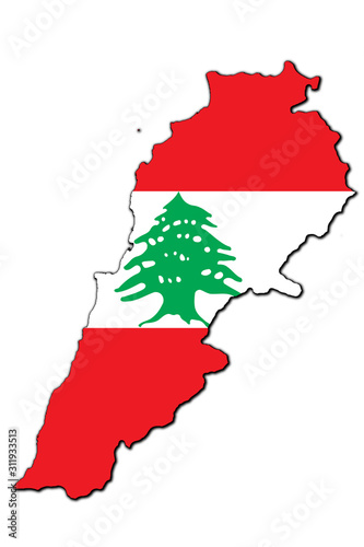 Wallpaper Mural LEBANON flag map. Isolated. 3D illustration. Torontodigital.ca