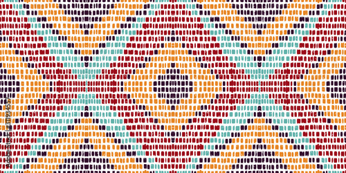Maroon Watercolor Carpet. Crimson Tribal Vector Seamless Pattern. Indian Carpet Boho Texture. Cornflower African Boho Ornament. Fabric Batik African.