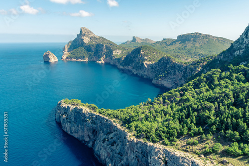 The beautiful coast shore of the island Mallorca in spain with the famous spot 'Mirador es Colomer'