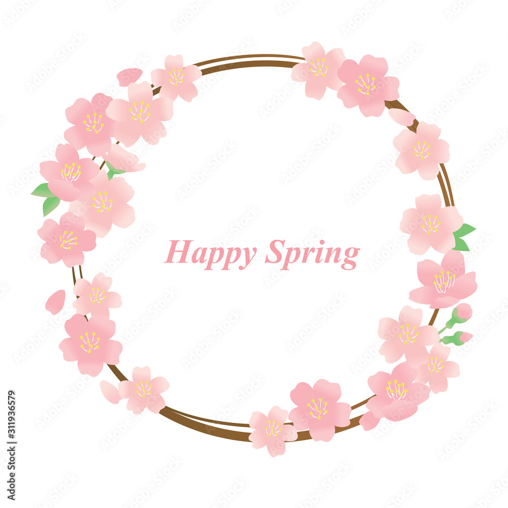 桜 春 花 フレーム イラスト Stock Vector Adobe Stock
