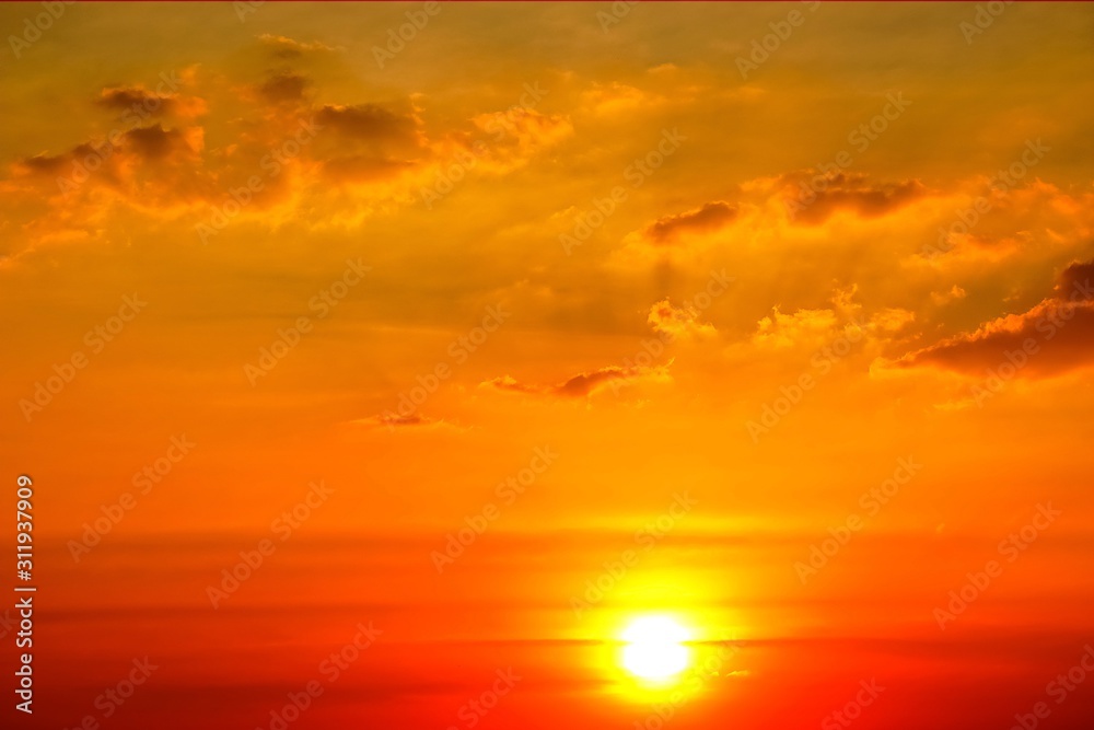 Fototapeta premium Sunset sky orange sky red cloud outdoor summer nature backgound