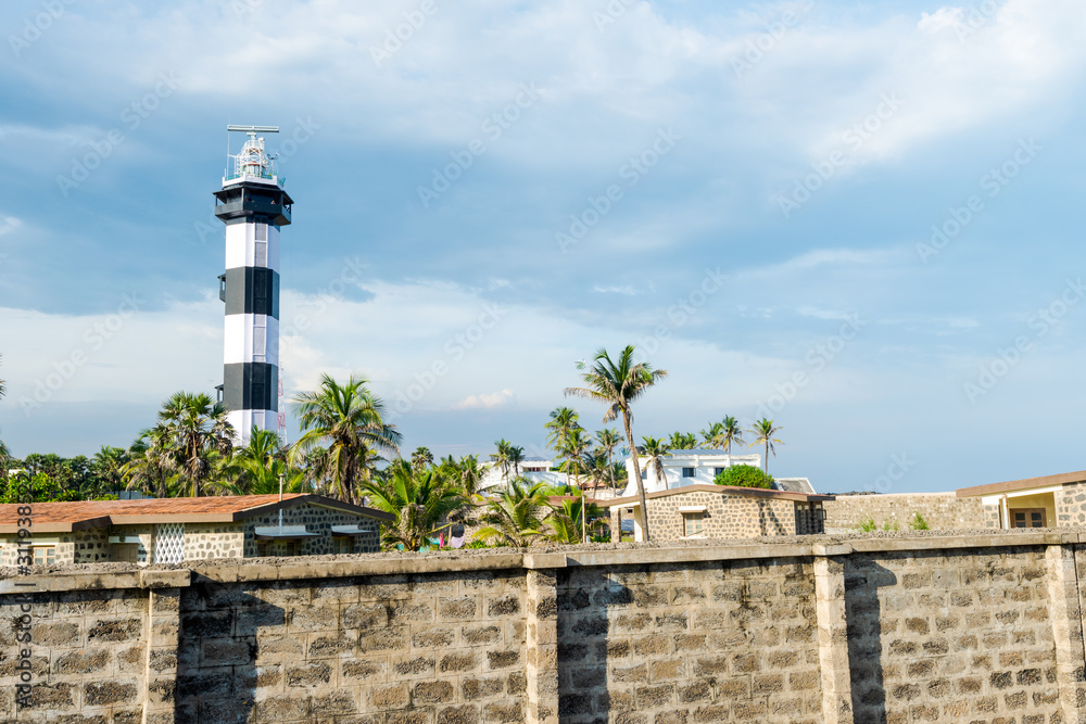 Outside view of the new lighthouse in Puducherry, South India