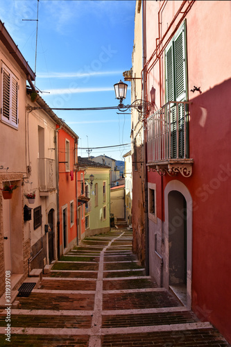 Campobasso, Italy, 24/12/2019. A narrow street between the old buildings of a medieval town