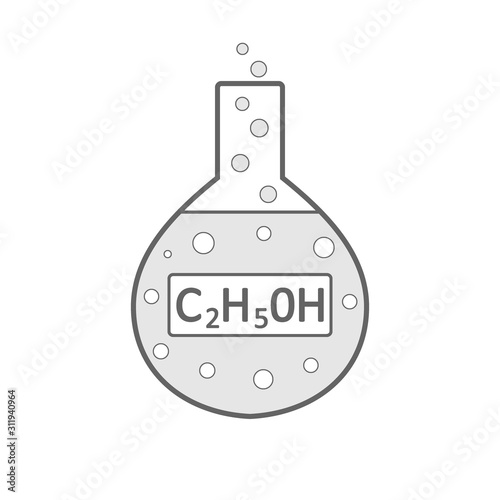 Laboratory glass with ethyl alcohol.