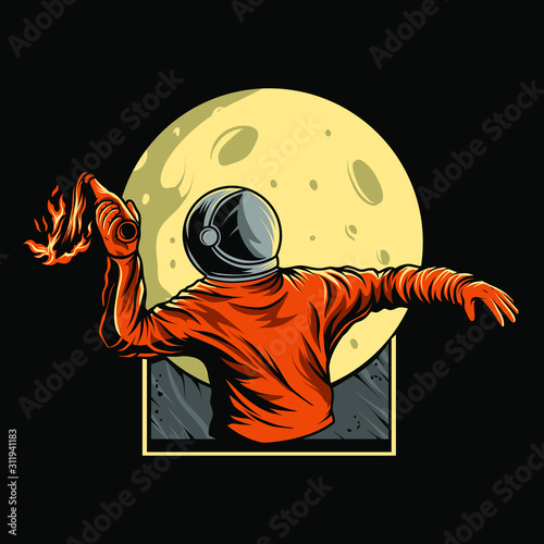 astronaut with molotov vector illustration