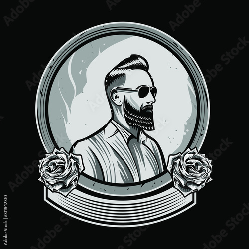 barbershop emblem vector illustration design