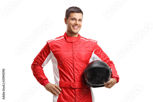 Male racer standing and holding a helmet © Ljupco Smokovski