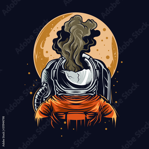 astronaut broken helmet pop a smoke vector illustration