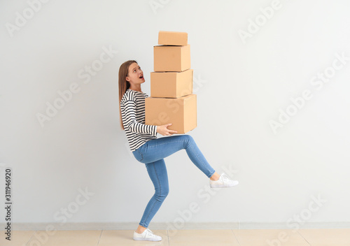 Bothered woman with moving ...