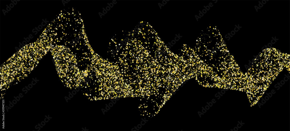 Gold Stars Vector Confetti Isolated. Glamour New Year, Christmas Birthday Party Garland. 