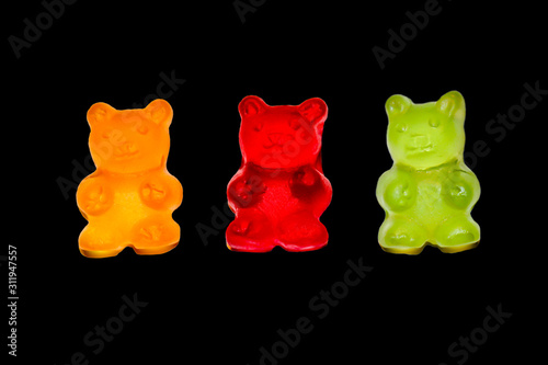 Gummi Bären, Weichtiere, farblich gestalltete Weichtiere, Naschereien photo
