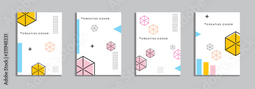 Cover design with memphis style. background of geometric shapes. minimal pattern. Can be used for banners, placards, posters, leaflets, etc. Vector template