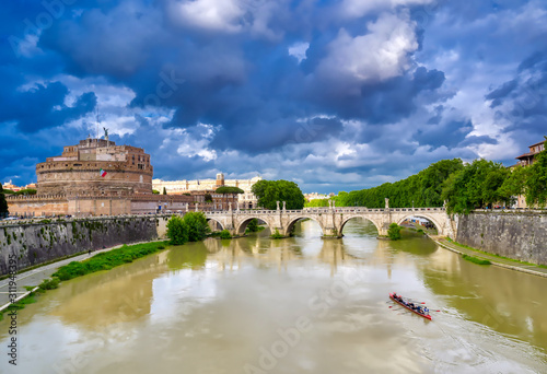 Castel Sant Angelo located on the Tiber River in Rome  Italy.