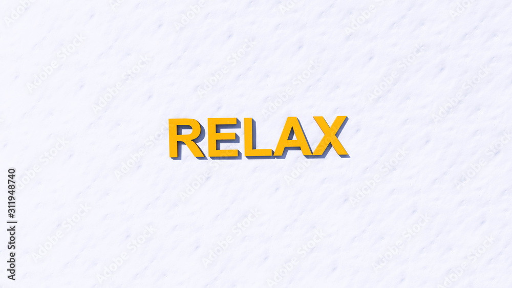 Relax Text in Snow, Sales Winter Concept, 3D Rendering Relax Text in Snow, Sales Winter Concept, 3D Rendering