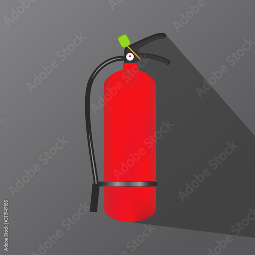 Fire extinguisher icon is isolated on a dark background. Vector illustration element