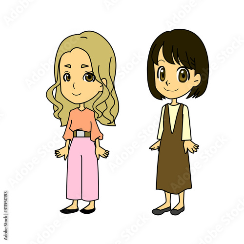 まんがふつう女子、きれい女子立ち絵