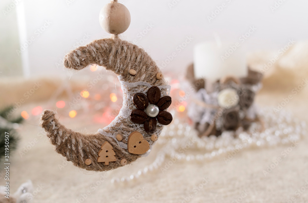 Obraz premium Composition of pearls and candles, romantic atmosphere, vintage style, soft focus.