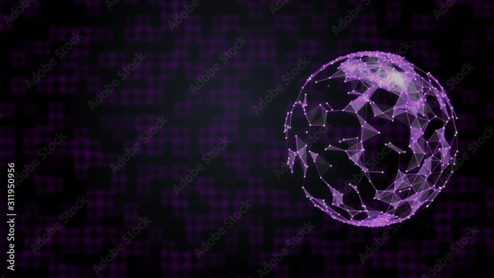 Global internet telecommunication concept. 3d globe with high speed network of TV channels floating on dark background.