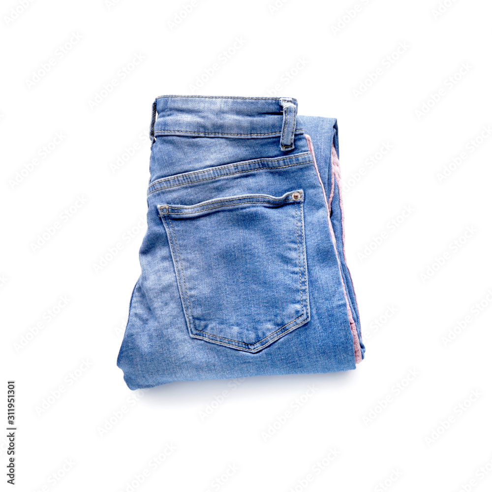 Stylish jeans pants on white background Stylish jeans pants on white background