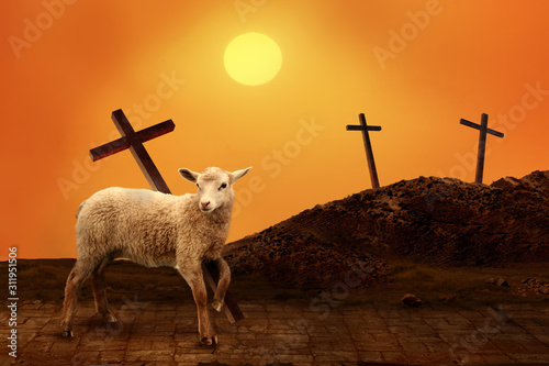 Bilde på lerret Lamb of God. The atoning sacrifice of Jesus Christ