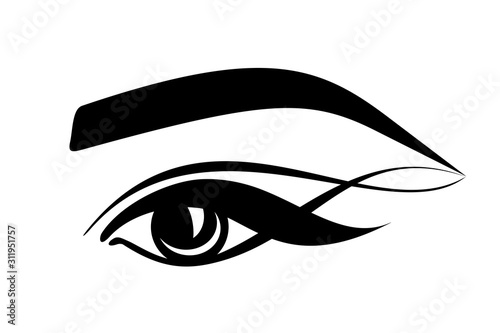 Eye logo. Eyelash extension, eyebrow tattoo. Sight icon.