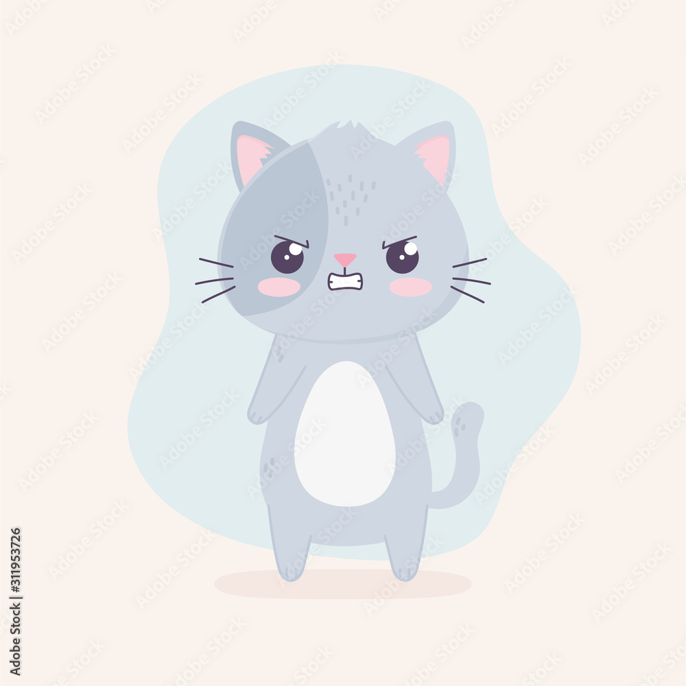 kawaii cartoon expression cat angry character