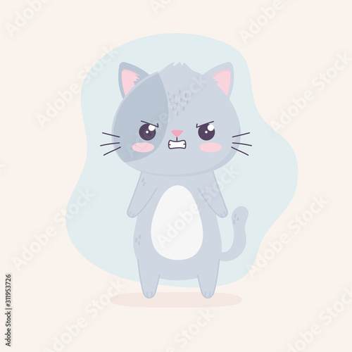 kawaii cartoon expression cat angry character