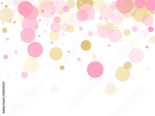 Holiday vector pattern. Gold, pink and rose color round confetti dots