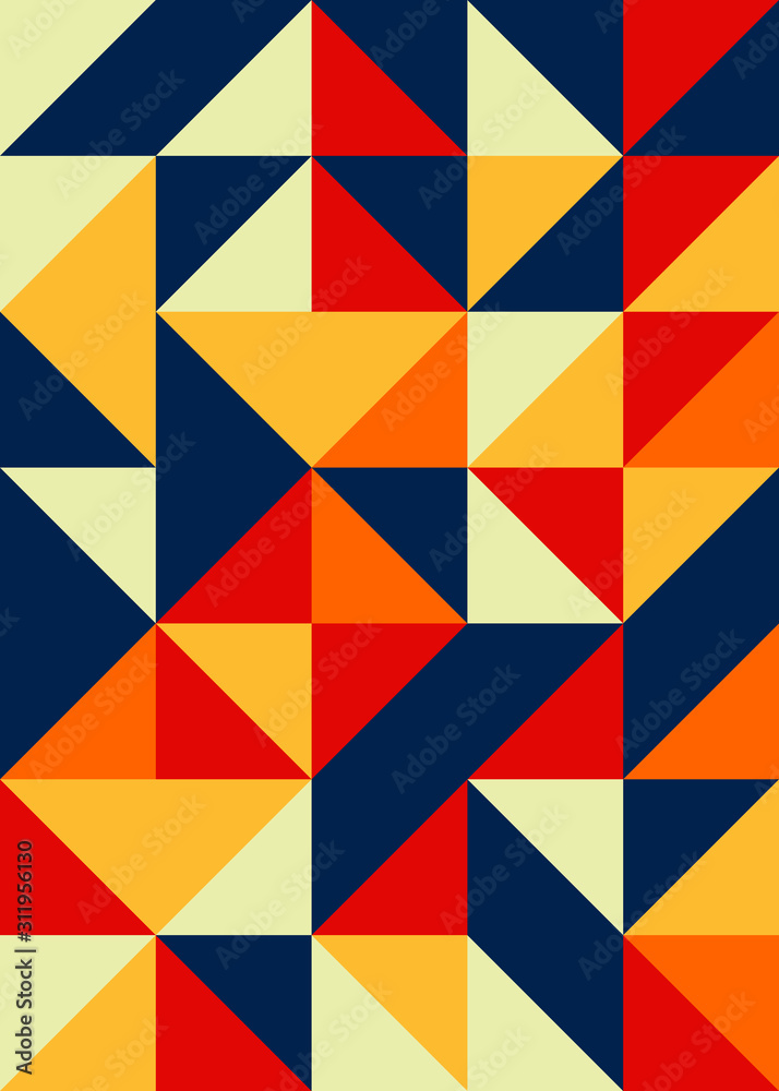 Naklejka Seamless pattern with random colored quarter circles Generative Art background illustration