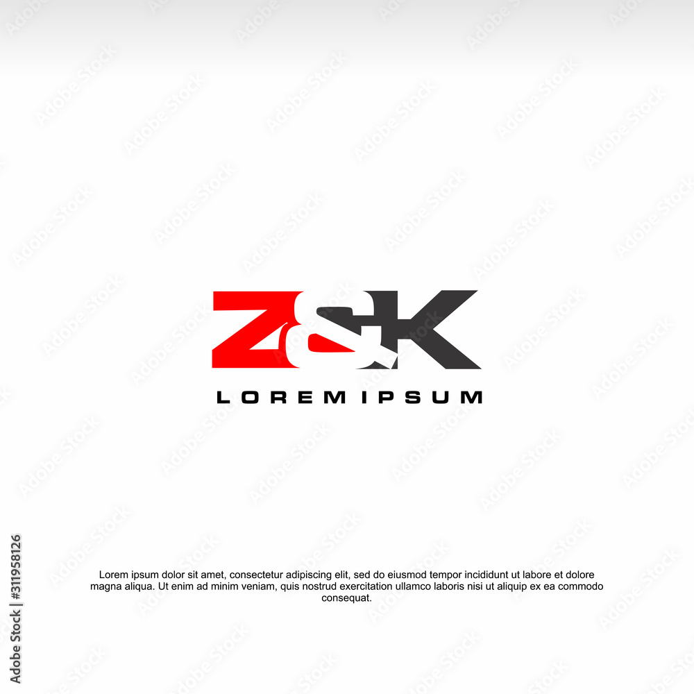 Initial letter logo, Z&K Logo, template logo