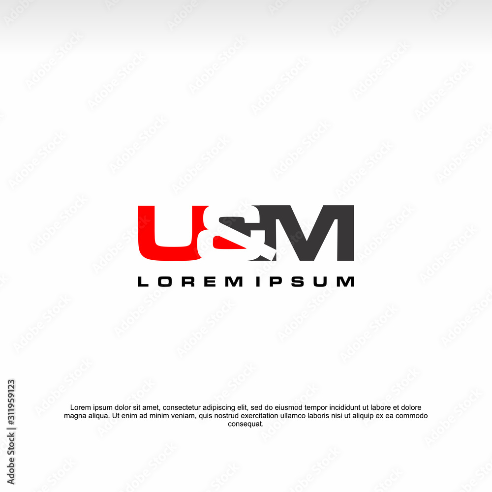 Fototapeta Initial letter logo, U&M Logo, template logo