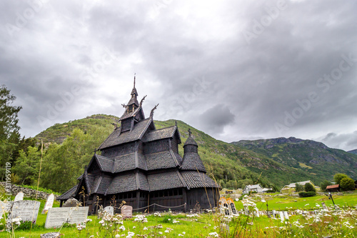 old church and cemetery in Borgund in Norway