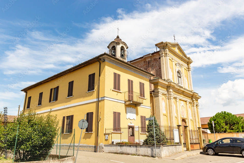 Parish church of San Leonardo village (municipality of Linarolo), Province of Pavia, Lombardy region, Italy