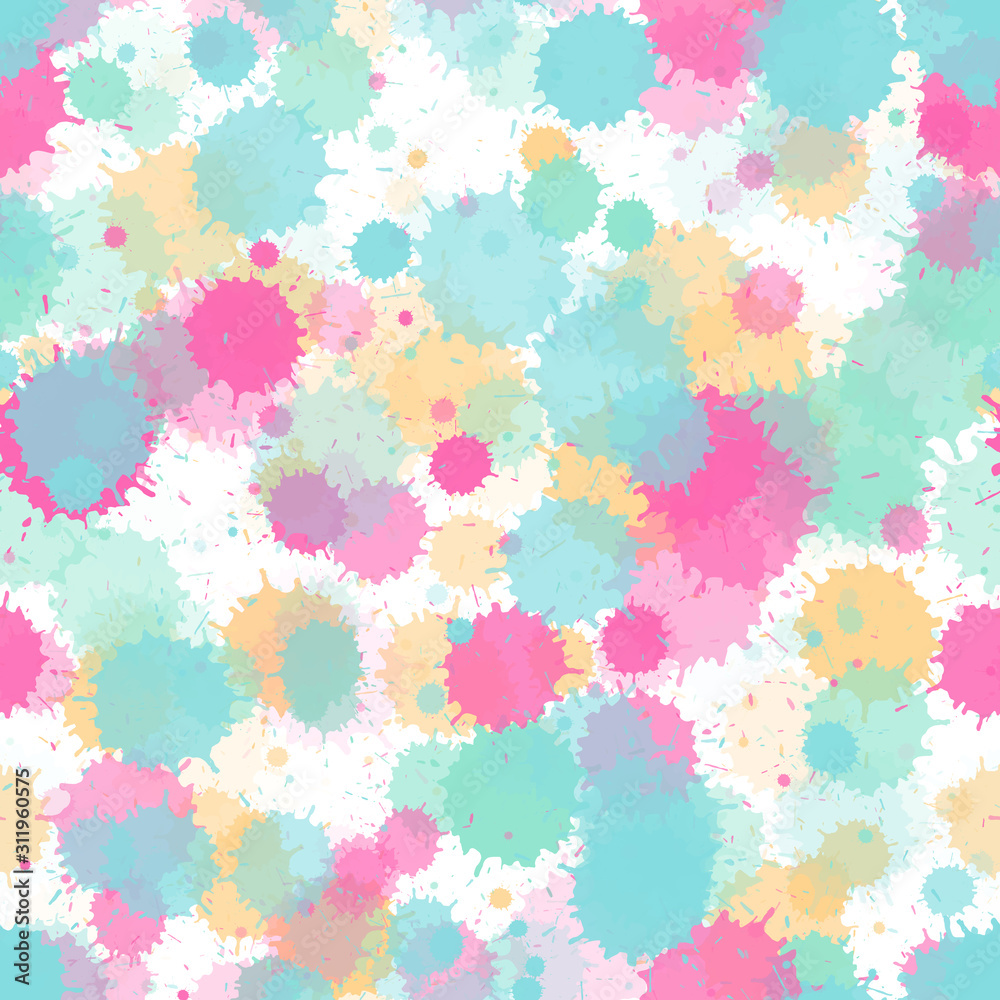 Watercolor paint pink blue stains vector seamless grunge background.