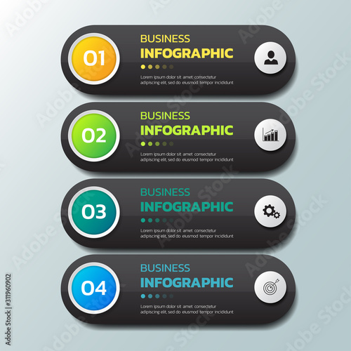Infographics design template with 4 options processes.	