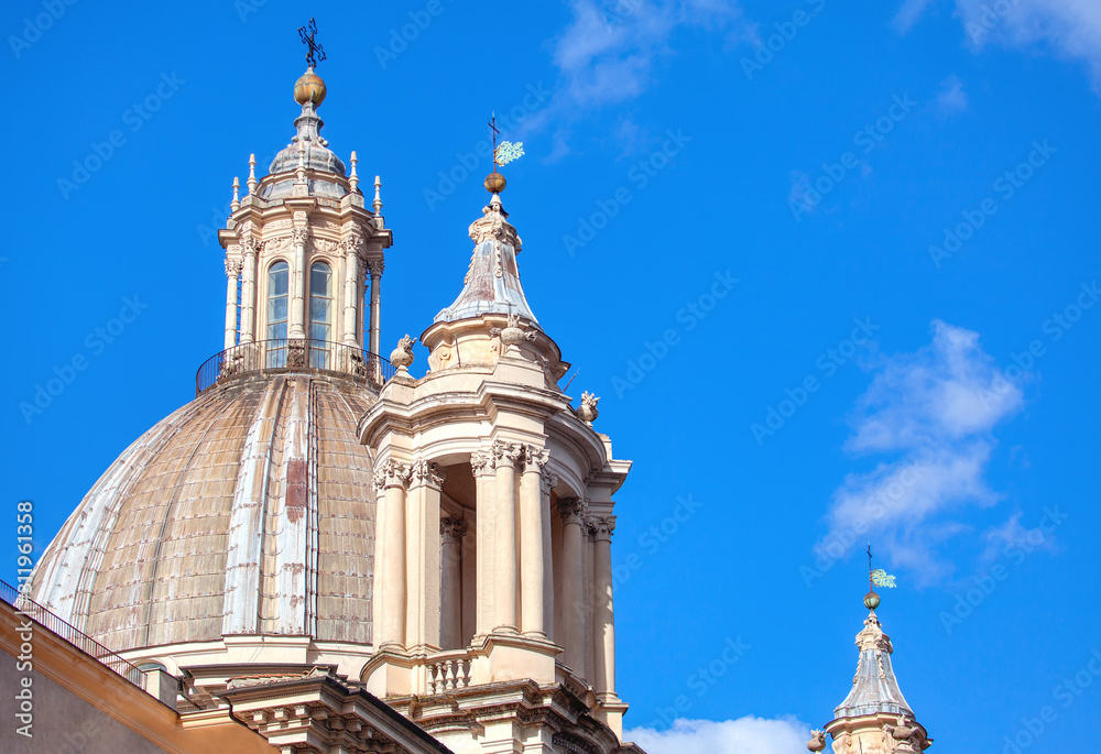 Catholic Church domes against blue sky
