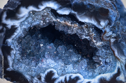 Blue quartz geode