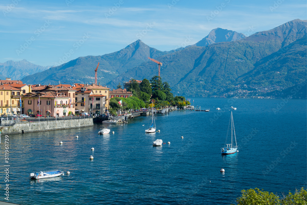 Obraz premium Menaggio town over the Lake Como in Lombardy region, Italy. Il lago di Como, Menaggio, Lombardia, Italia.