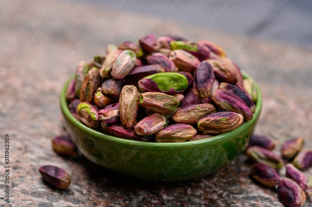 High quality green pistachio nuts growing on slopes of Mount Etna in Bronte, Sicily, Italy High quality green pistachio nuts growing on slopes of Mount Etna in Bronte, Sicily, Italy