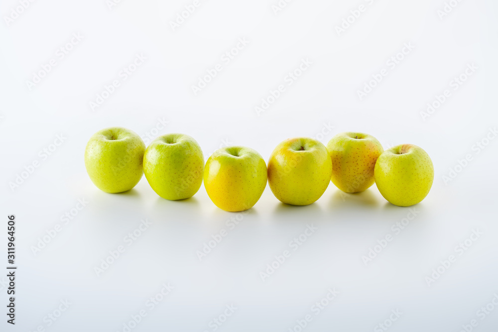 Green apples on white background Green apples on white background