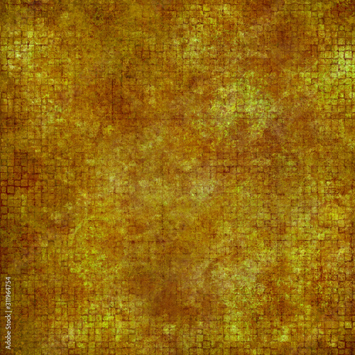 Grungy Yellow and Brown Abstract Background with Small Squares